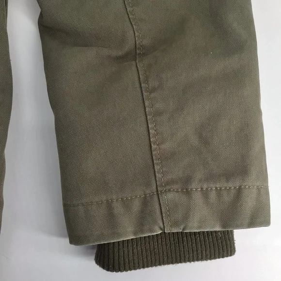 GAP Military Utility Green Quilted Sherpa Lined Jacket with Hood Size Small